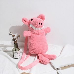 Petit sac à bandoulière cochon en peluche