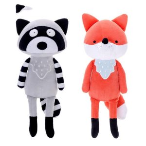 Jouets en peluche Fox et Racoon